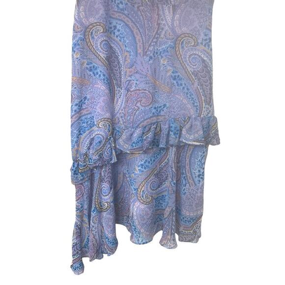 SAM EDELMAN NWT Blue Paisley Print Asymmetrical Ruffle Midi
Dress Size 12 - Picture 6 of 12
